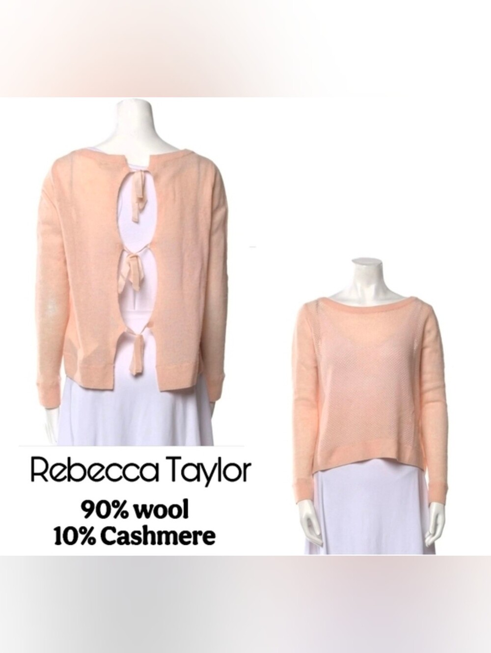 Rebecca Taylor Wool Cashmere Bateau Neckline Sweater S